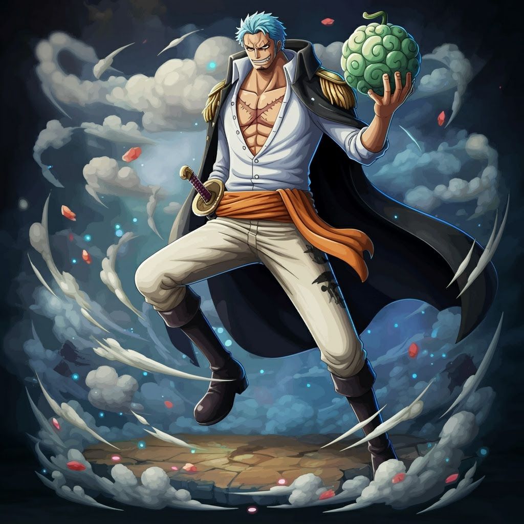 Cloud Pirate Wielding Logia Power in Ethereal Matte Painting