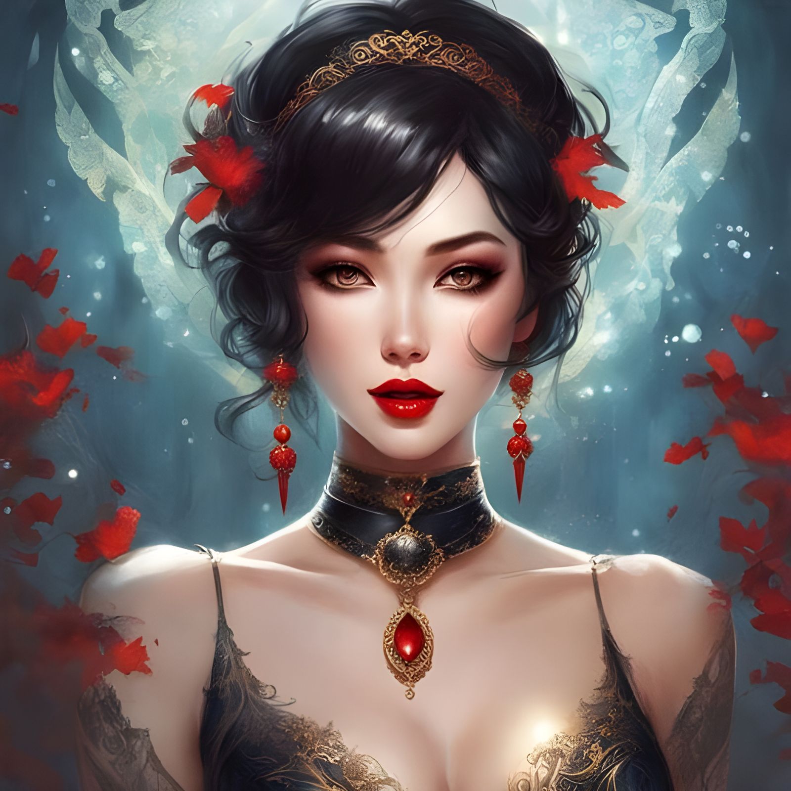Gothic Beauty Portrait with Asian Features