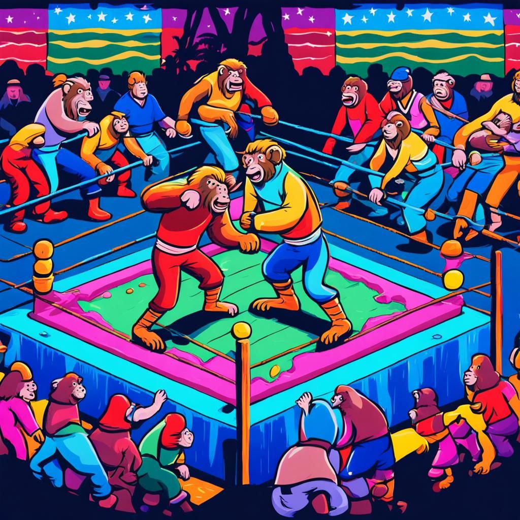 Wrestling Baboons in The Pudding Pit