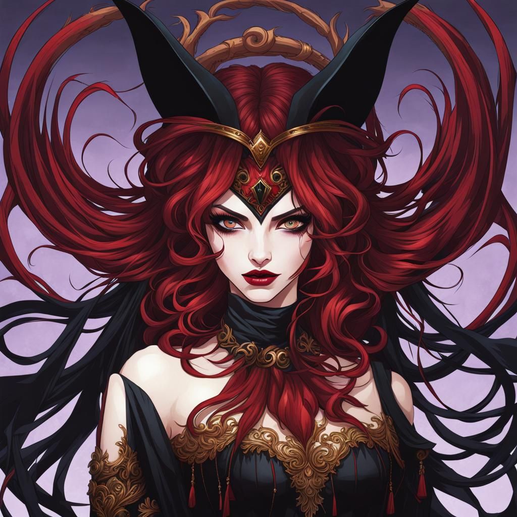 Masked Character with Brown Hair and Red Eyes