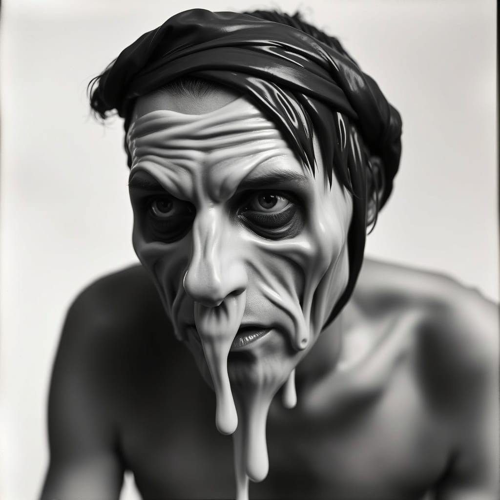 Surreal Portrait of Tangled, Dropping Form in Expressive Sty...