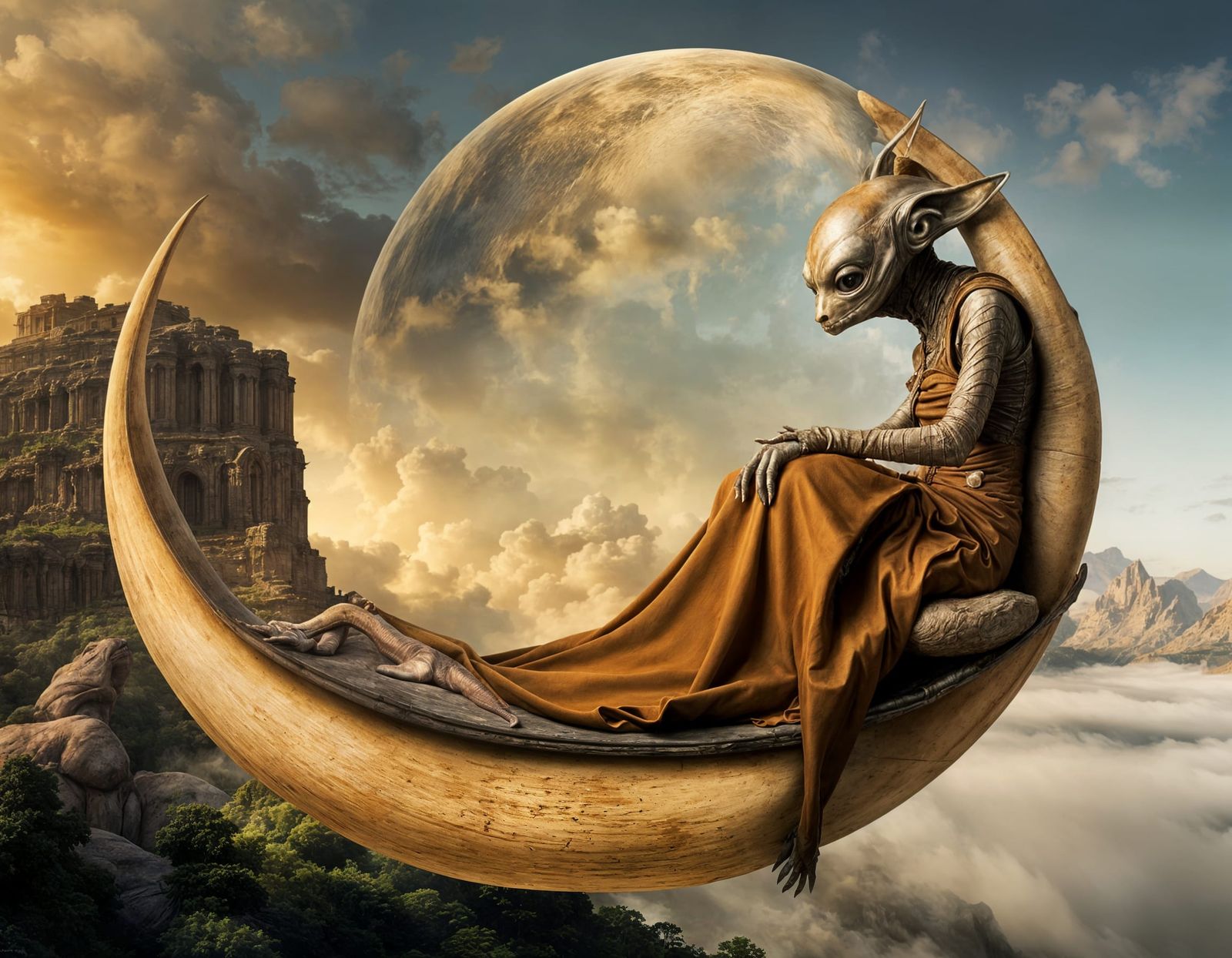 Aliens Celebrate in Surreal Restaurant, Fine Art Photography