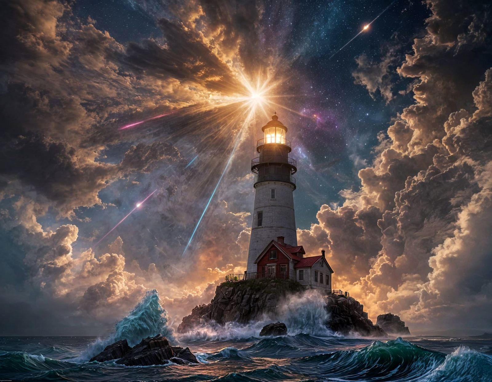 Celestial Portland Head Light Under Cosmic Foglit