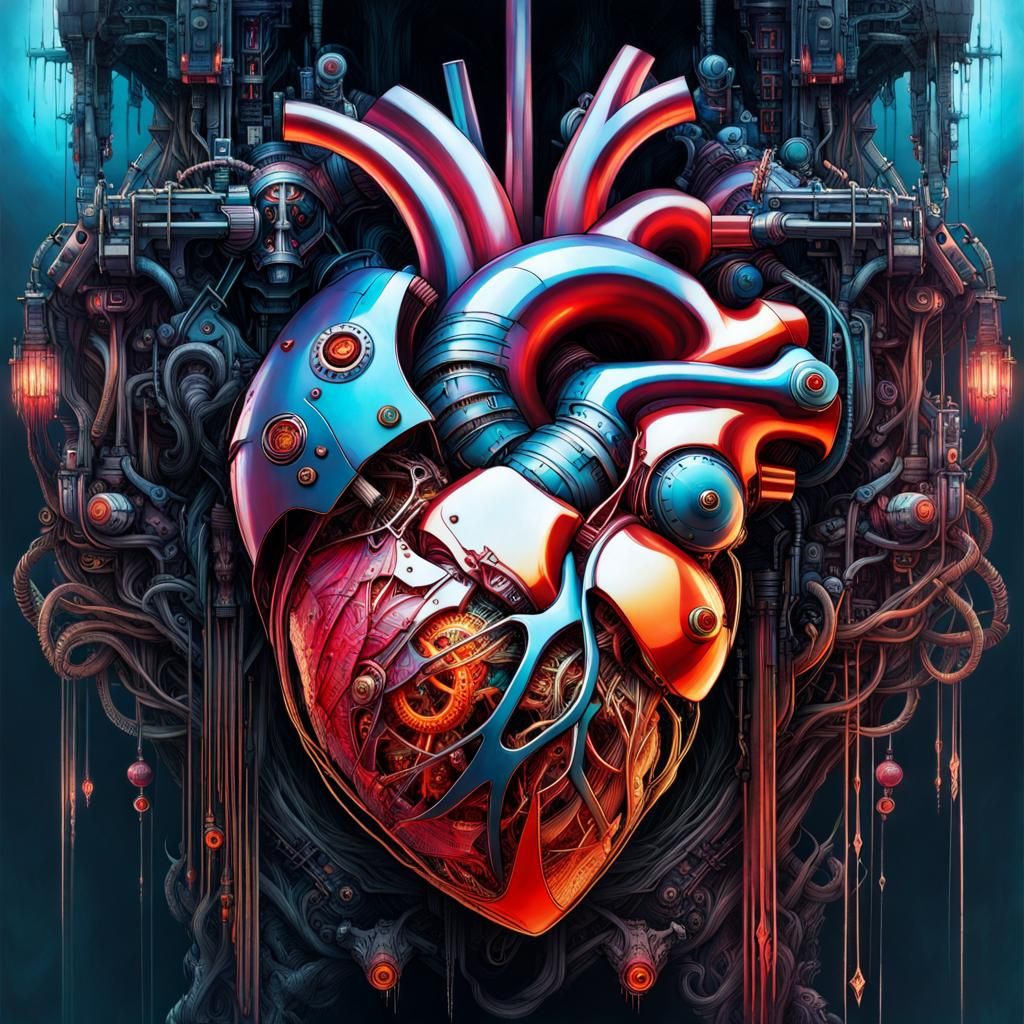 Intricate Biomechanical Heart in Aetherpunk Style