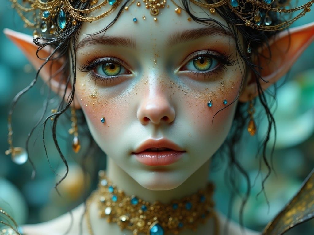 Ethereal Elf Maiden in Turquoise Hues
