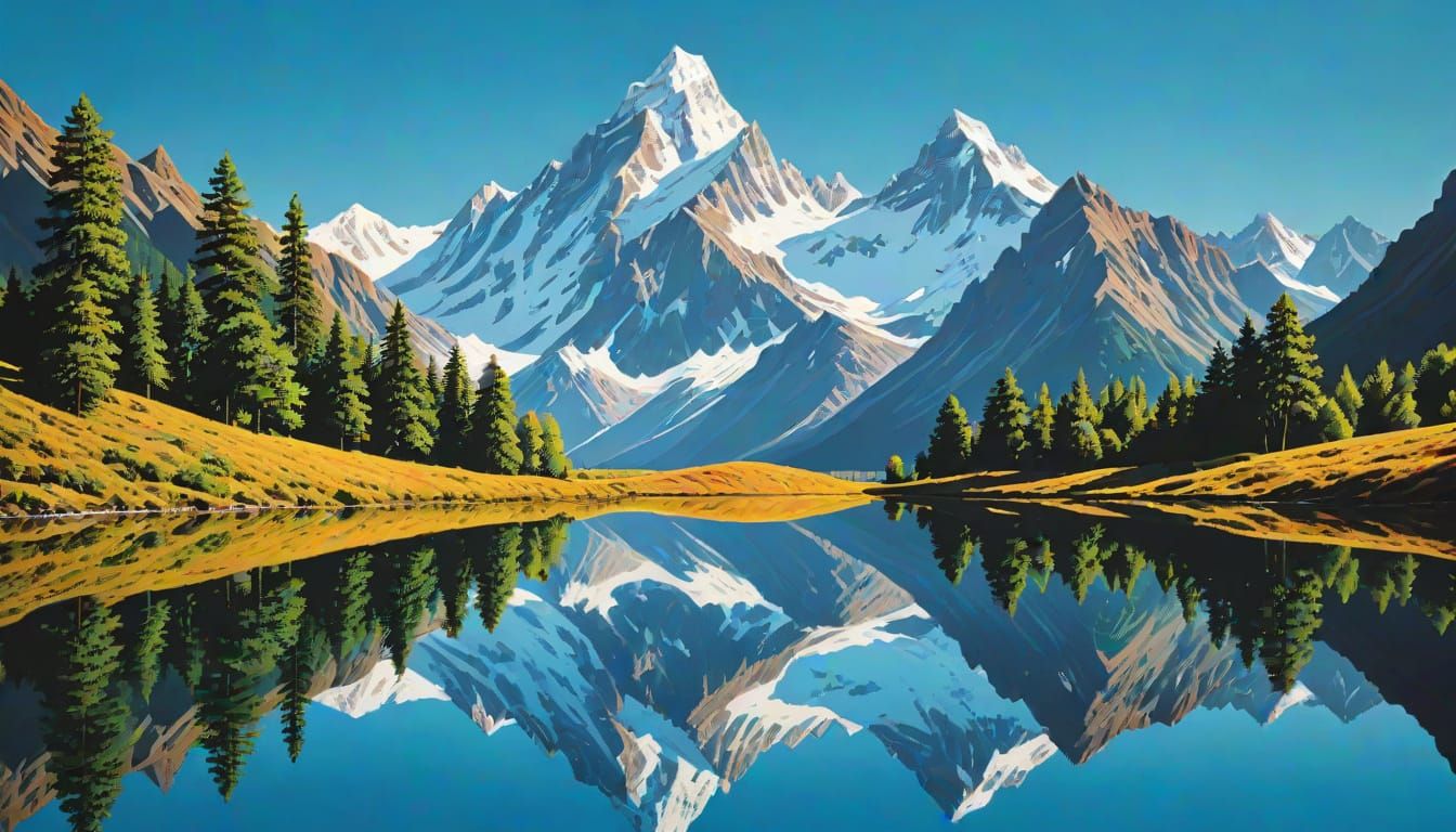 Majestic Mountain Range in Pop Art Style
