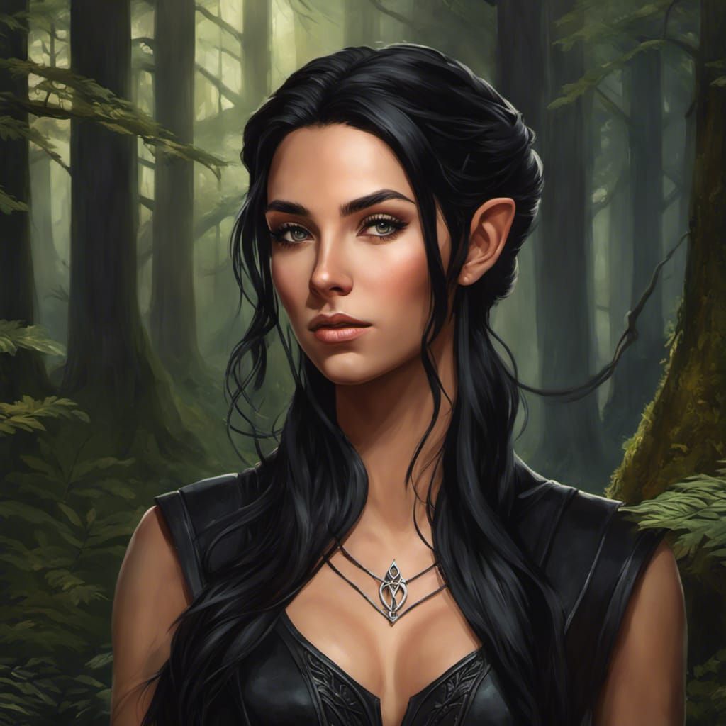 Elvish Beauty: Hyperrealistic Portrait in Forest Setting