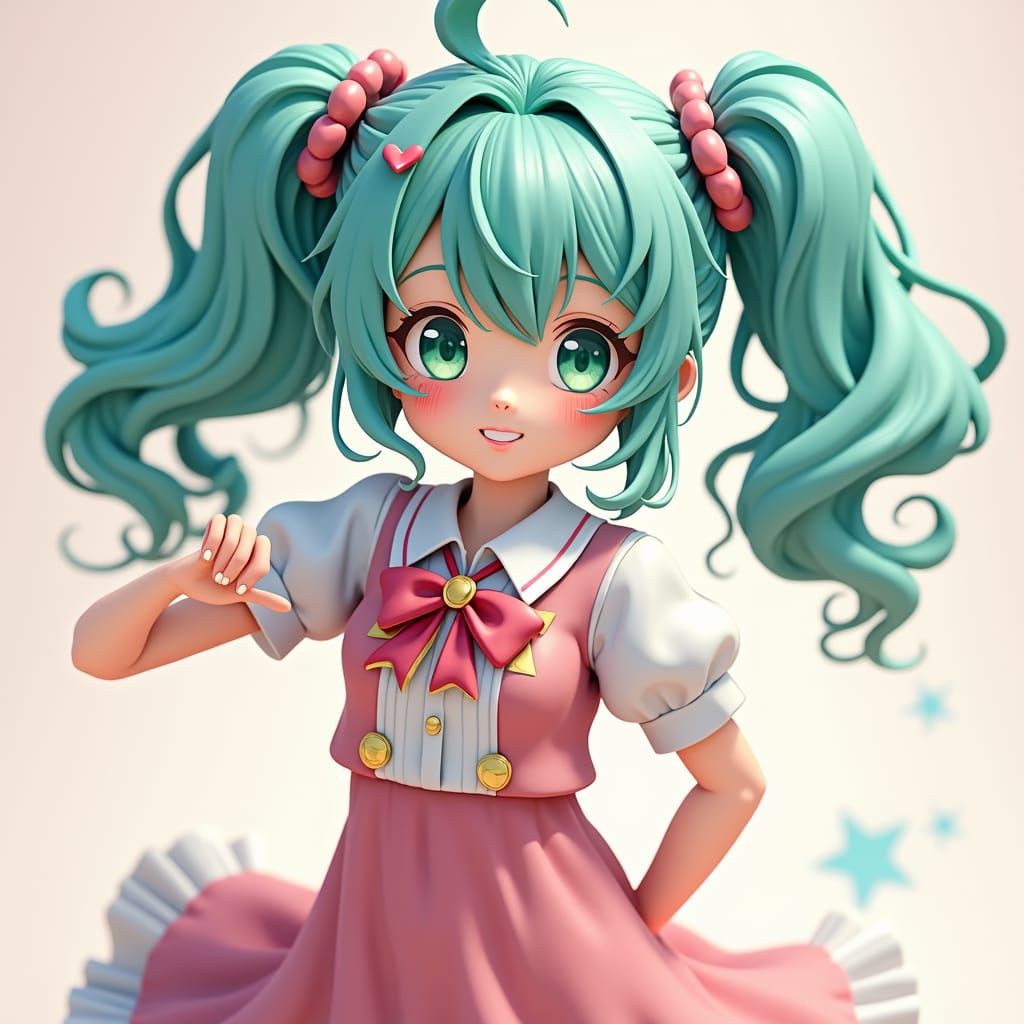 Kawaii Anime Girl in 3D Digital Art Style