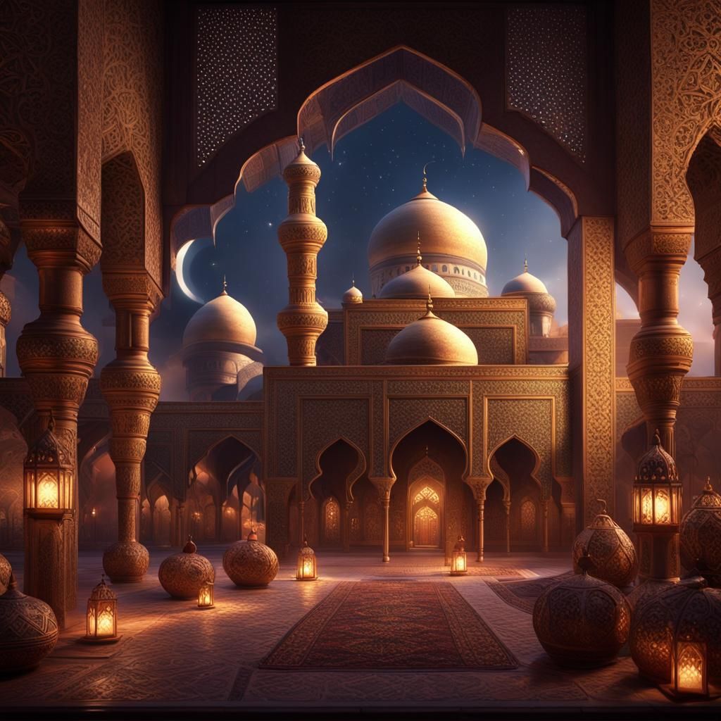 Ramadan Decorative Assets: Detailed Matte Painting