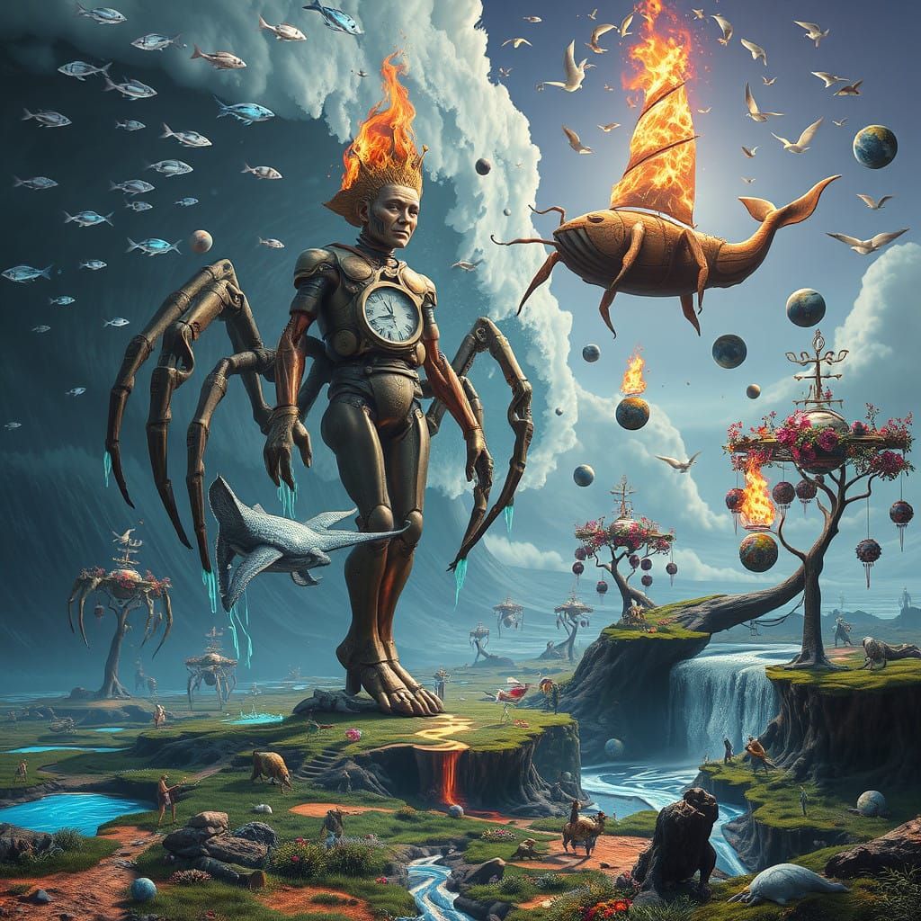 Surreal Paradox Landscape in Cyberpunk Style