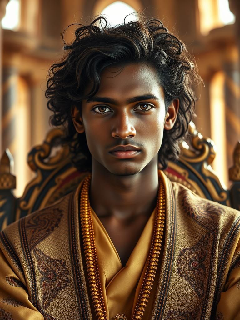 Ethiopian Prince Portrait Inspired by Vermeer and Klimt