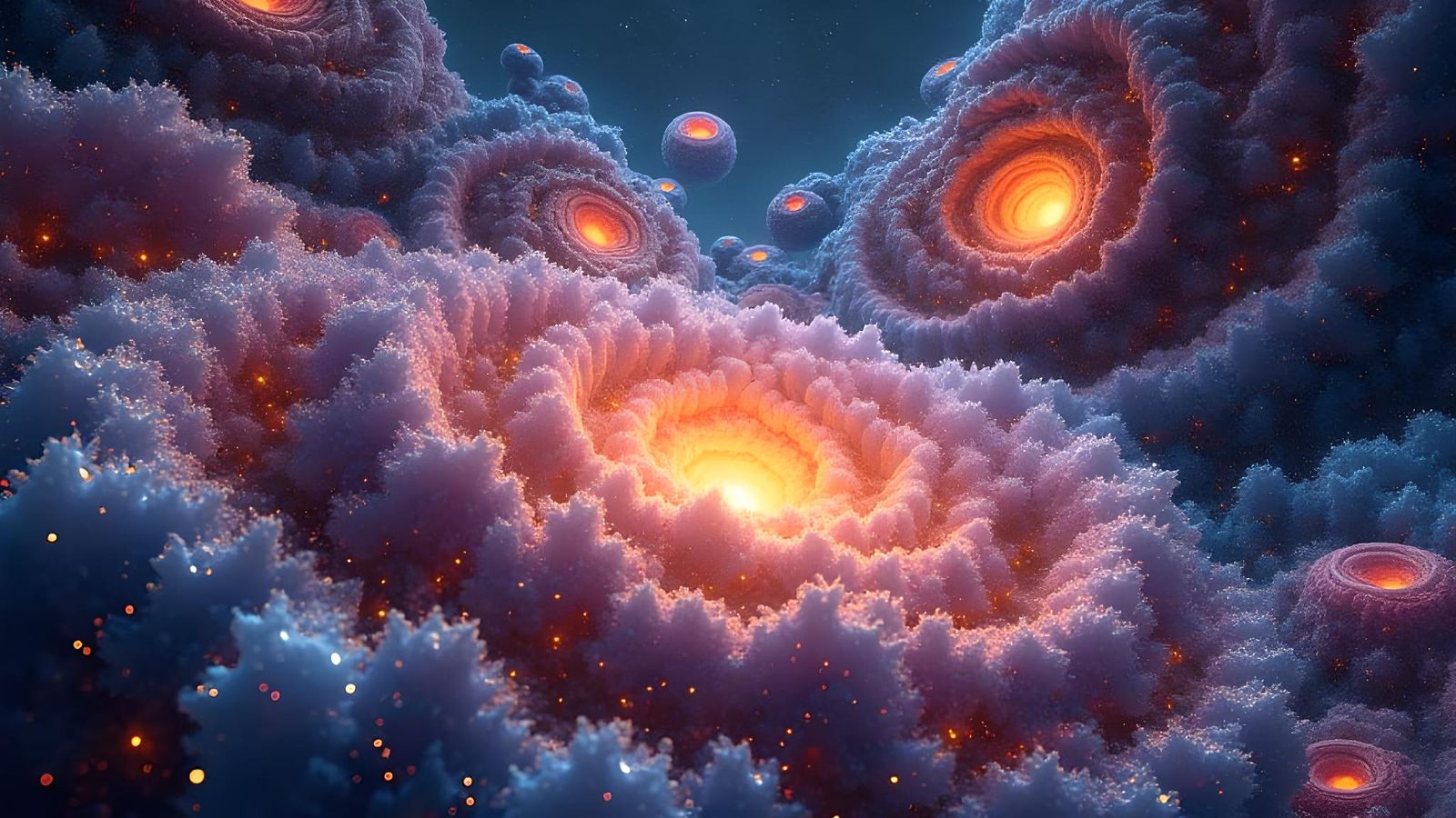 Iridescent Stars Family in Abstract Expressionism