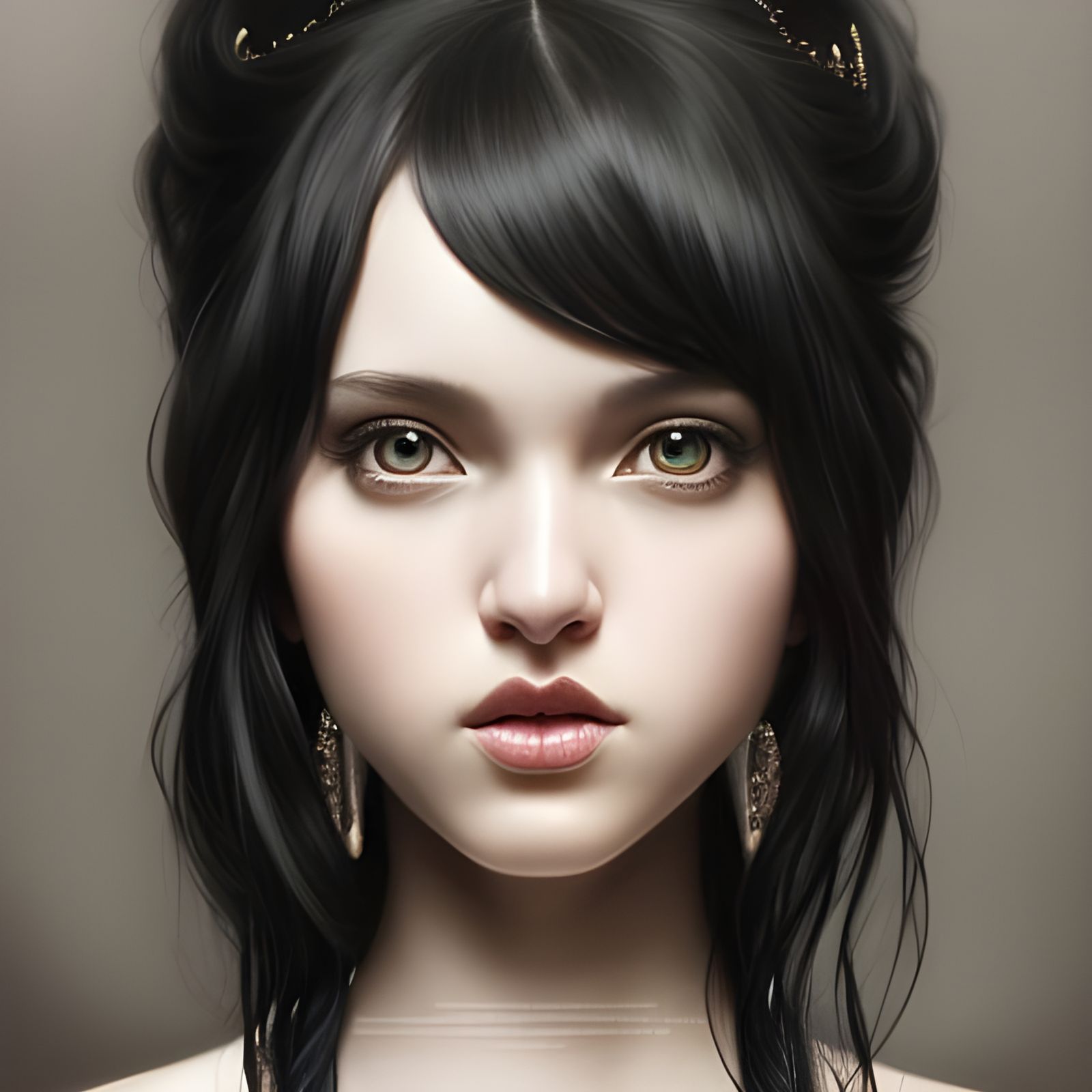 Stunning Portrait of Woman in Black, Hyperrealistic Style