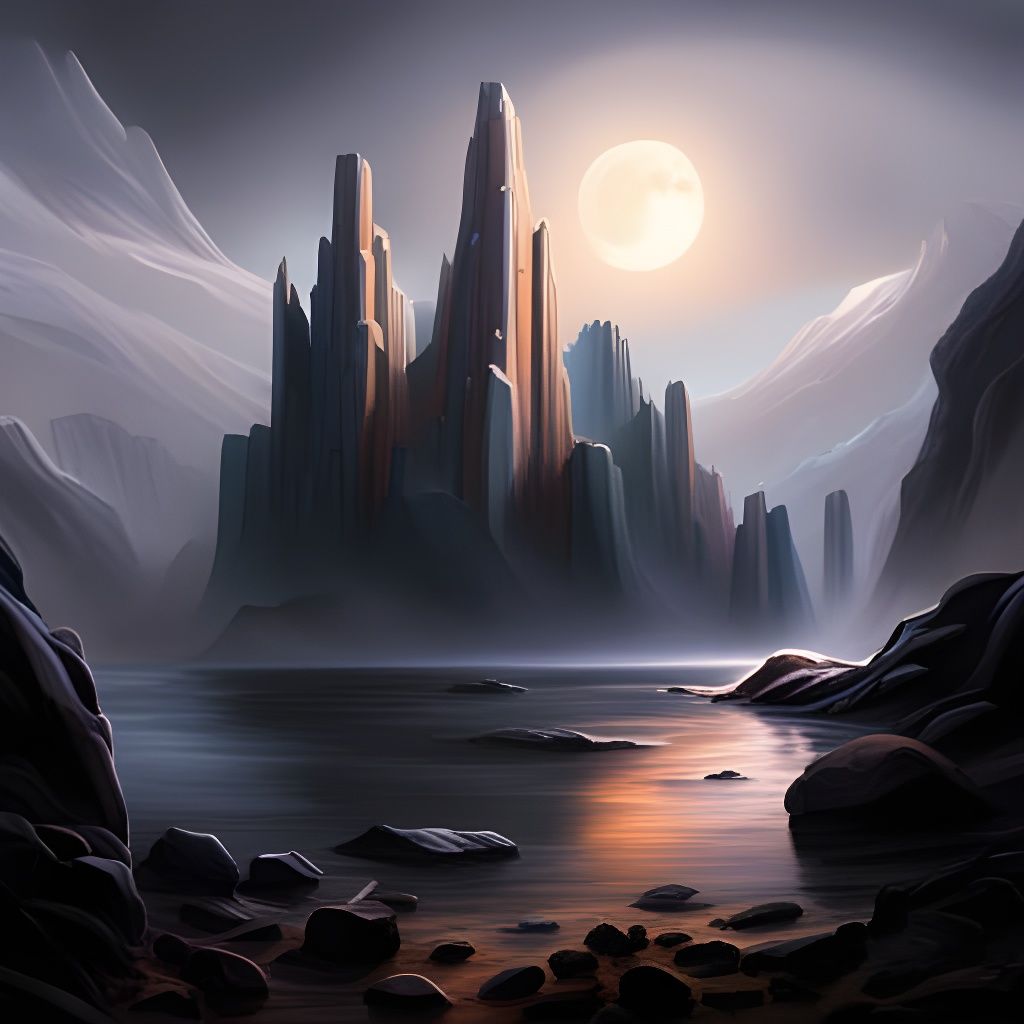 Celestial Void: Detailed Matte Painting of Moon