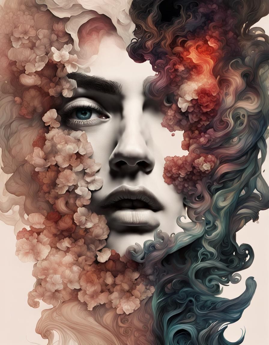 Chiaroscuro Ink Portrait in European Style