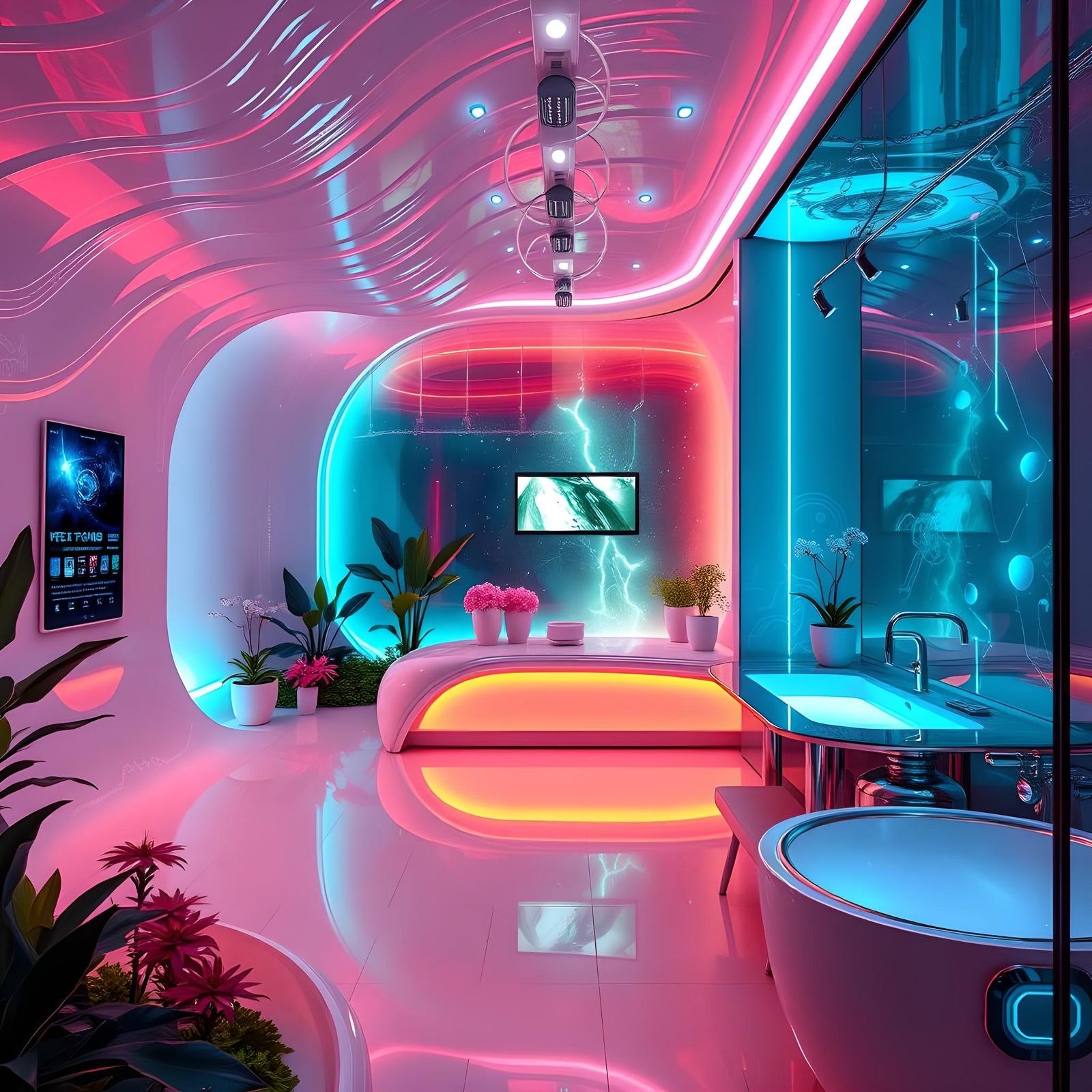 Futuristic AI Dwelling in Cyberpunk Style