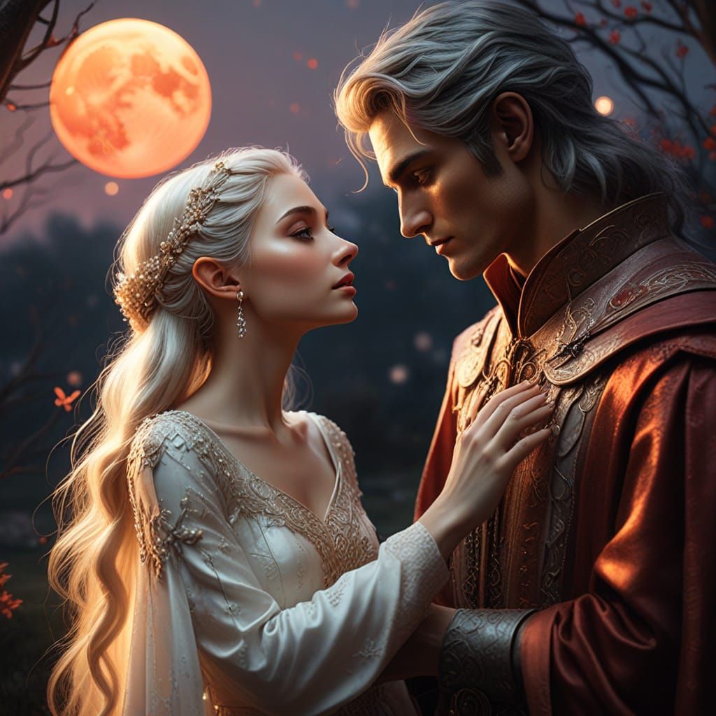 Ethereal Blood Moon Wedding in Dark Fantasy Style