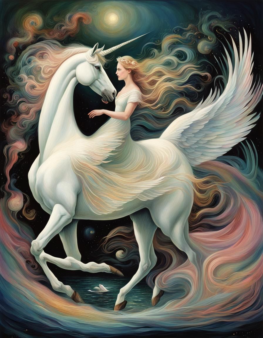 Surreal Unicorn Translocation in Dreamlike Style