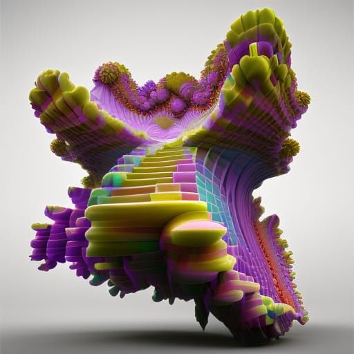 Rainbow Fractal Sculpture in 3D