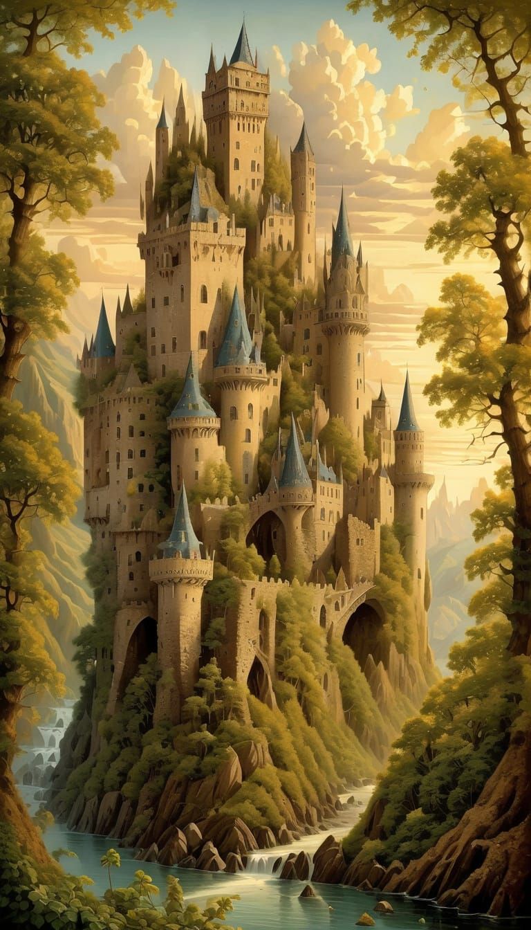 Gormenghast Castle in a Surreal Style