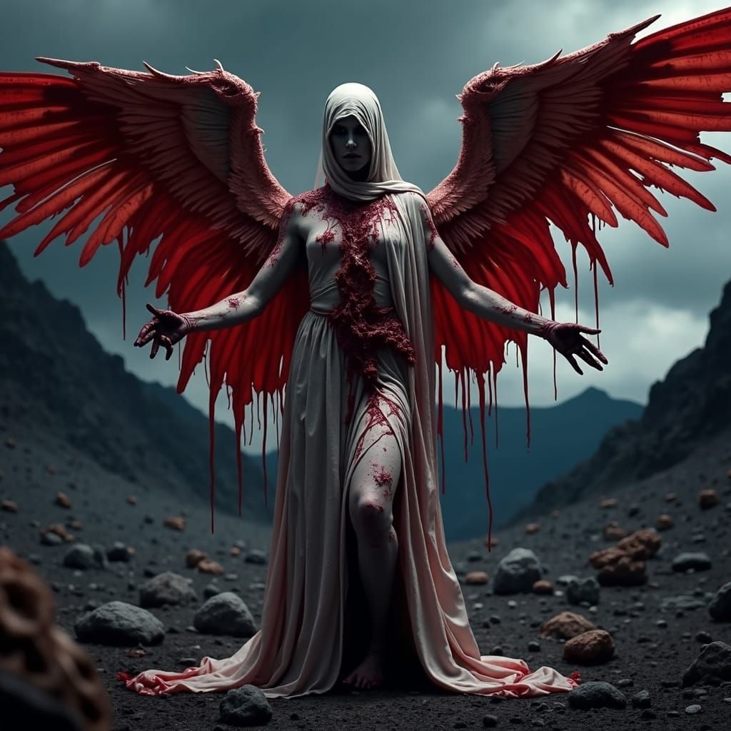 Hellish Angel Veiled in Skin and Blood