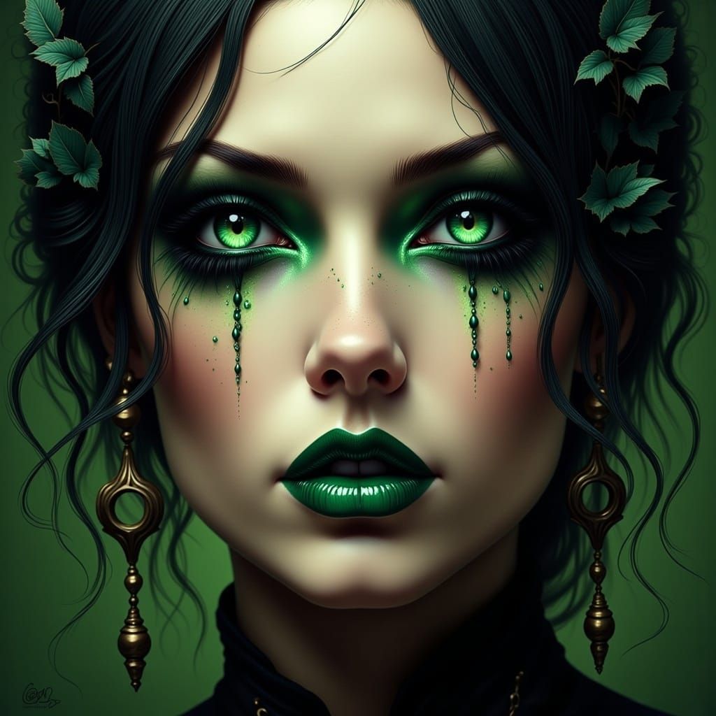 Mysterious Gothic Vampiress in Dark, Romantic Style