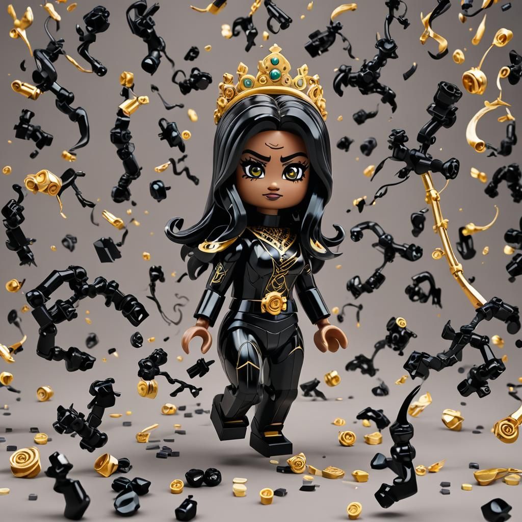 Symbiote Princess Jasmine Lego Minifigure in 3D Anime Art