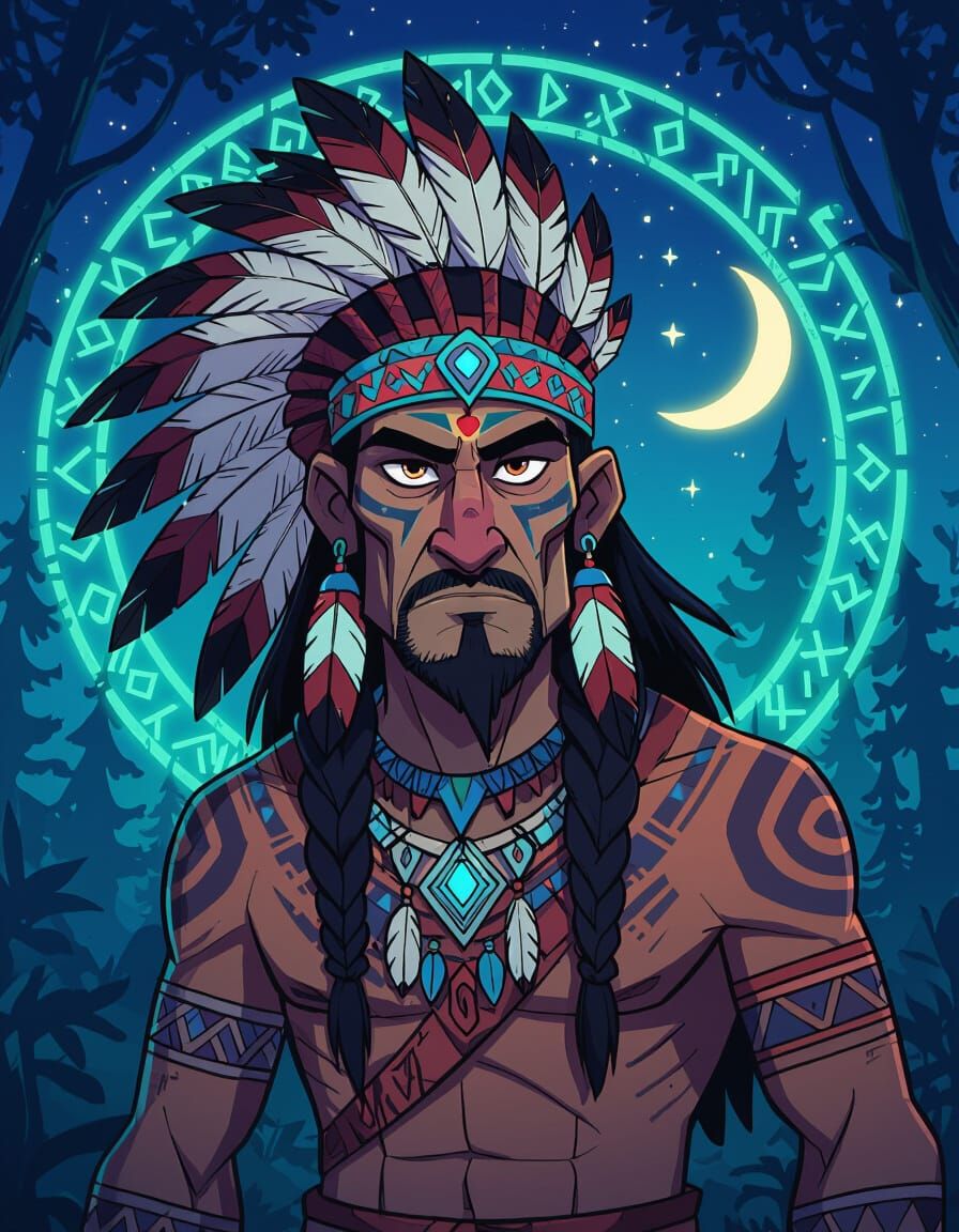 Fantasy Shaman in Vibrant Cartoon Style