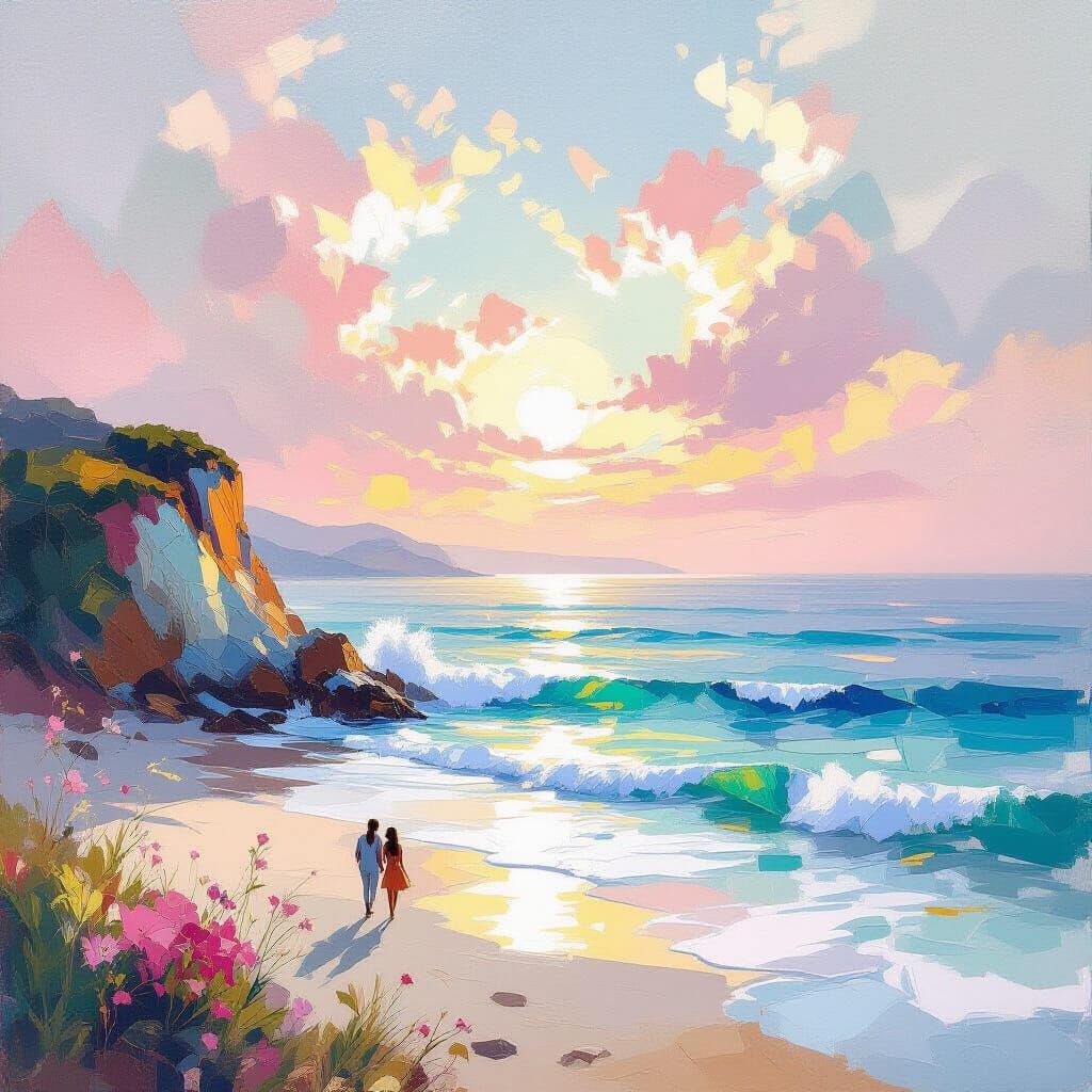 Impressionistic Painting of Fresh Air with Gold Accents