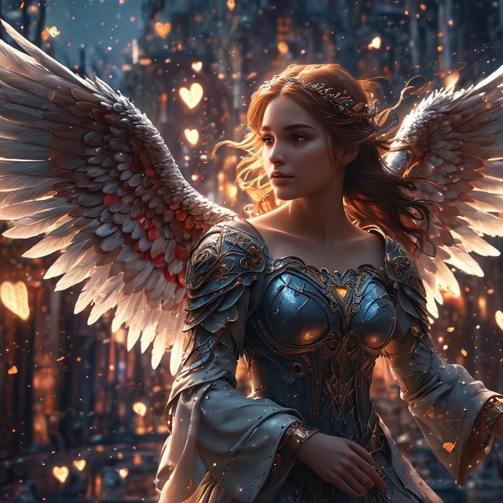 Radiant Angel with Wings in Ethereal Light