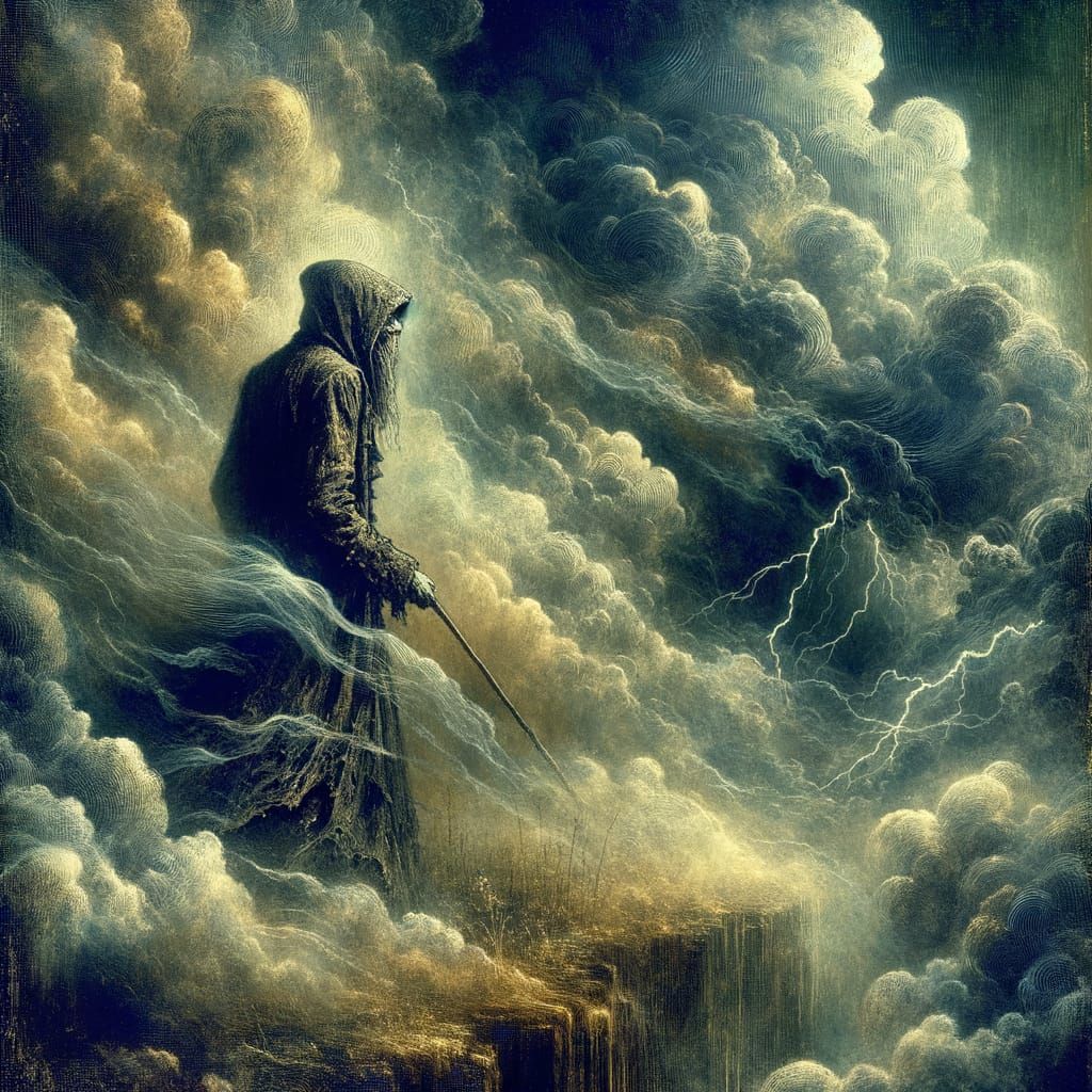 Vampire in Supernatural Mist: Surrealist Painting