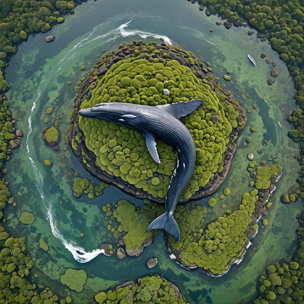 Colossal Whale Island in Mystical Ocean