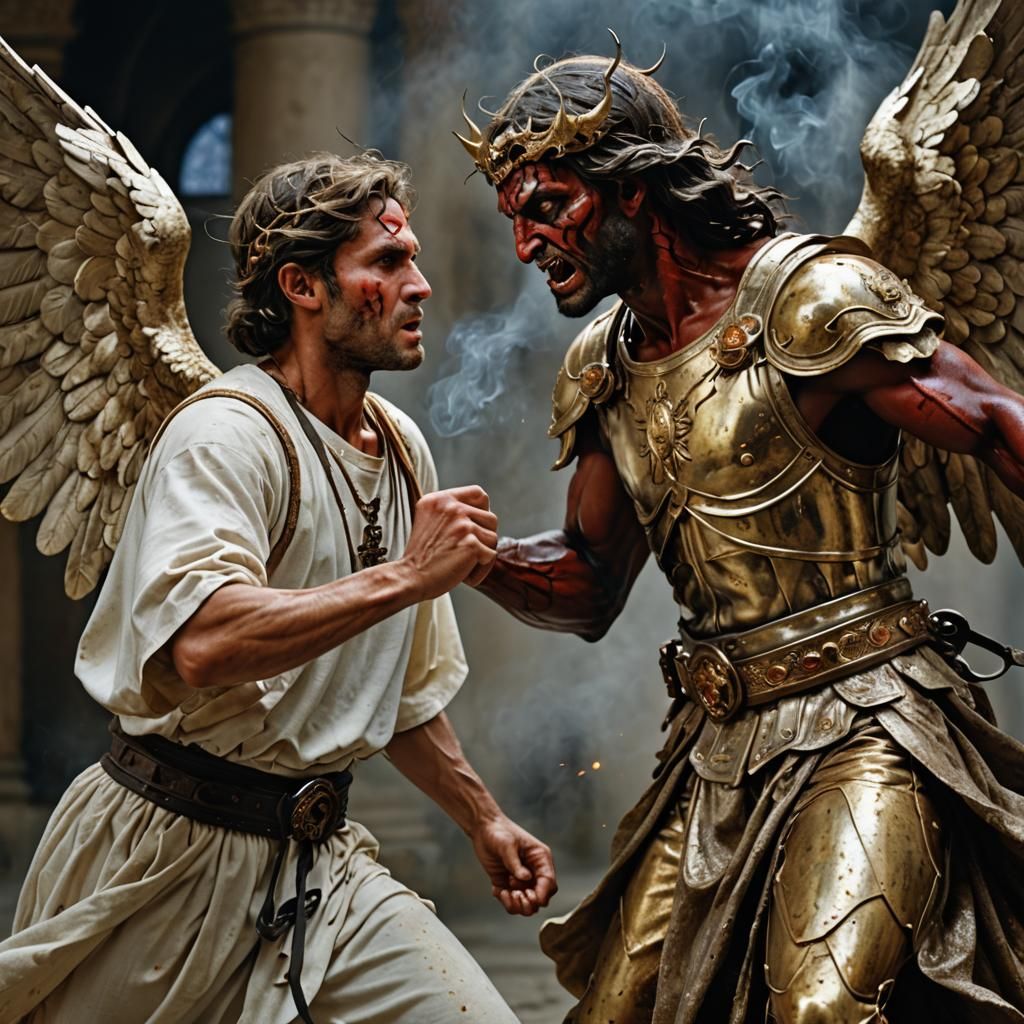 Angelic Battle: Angel Versus Demon Portrait