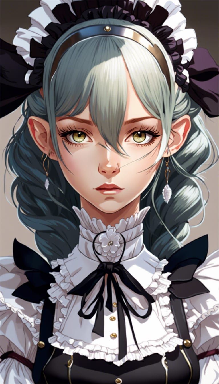 Detailed Victorian Maid in Anime Style