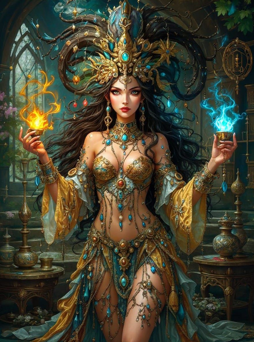 Mysterious Enchantress Anime Graphic Novel Illustration