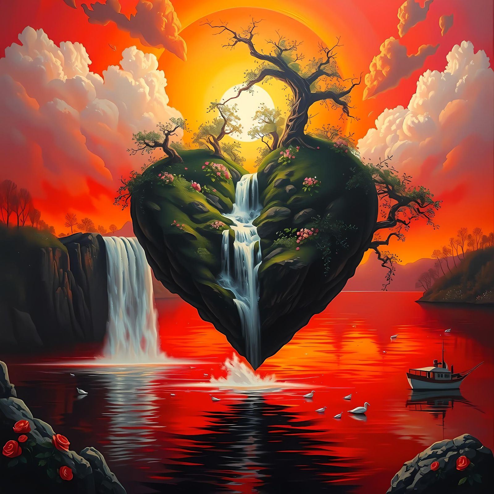 Surreal Love Island Epic Waterfall