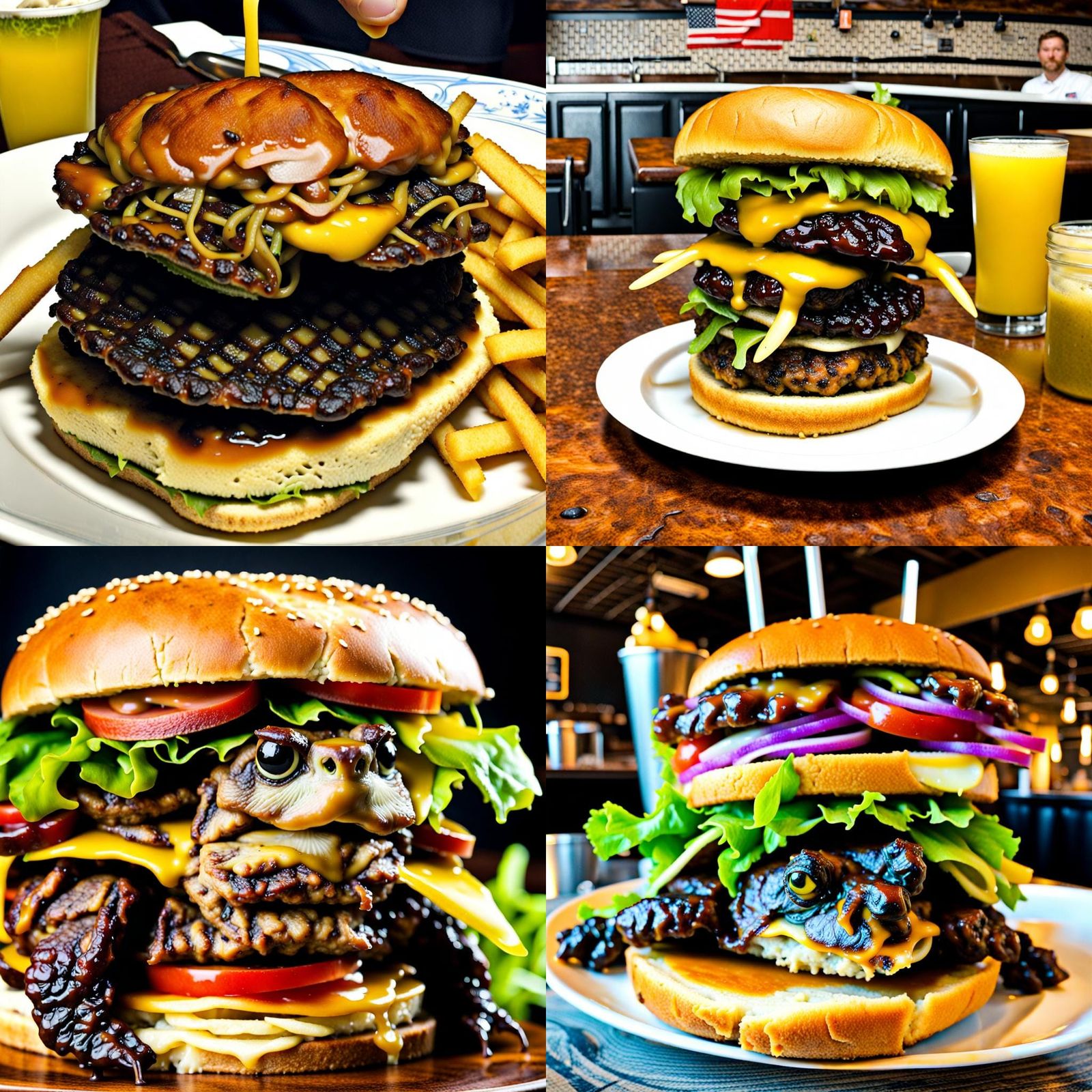 Snapping Turtle Cheeseburger: An AI-Generated Creation