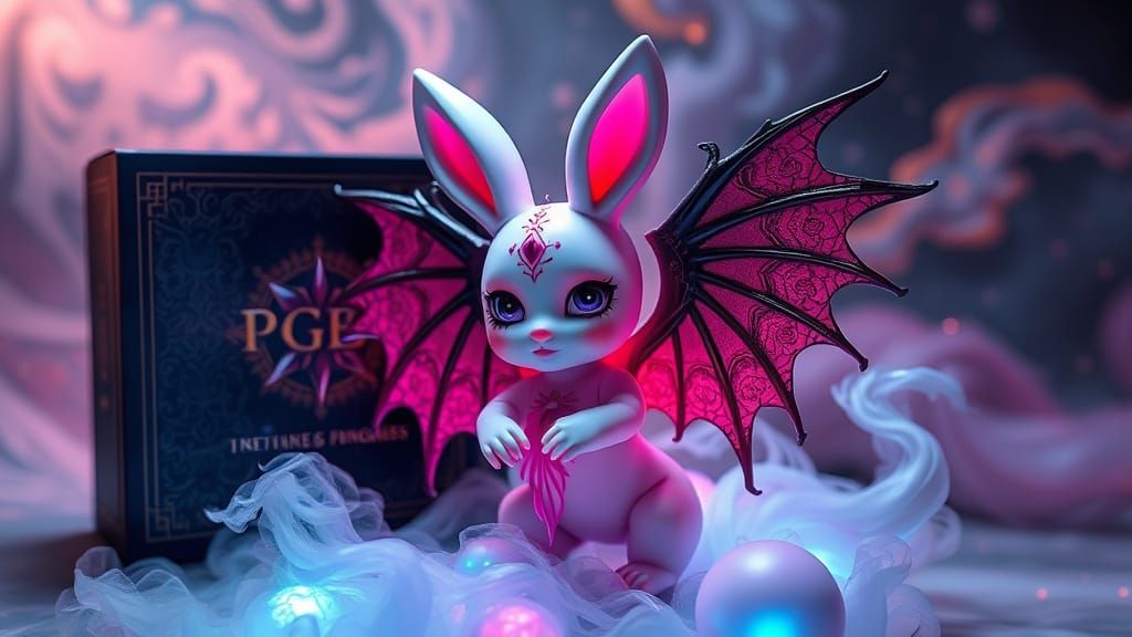 Elegant Vampiric Goddess Bunny in Ornate Box