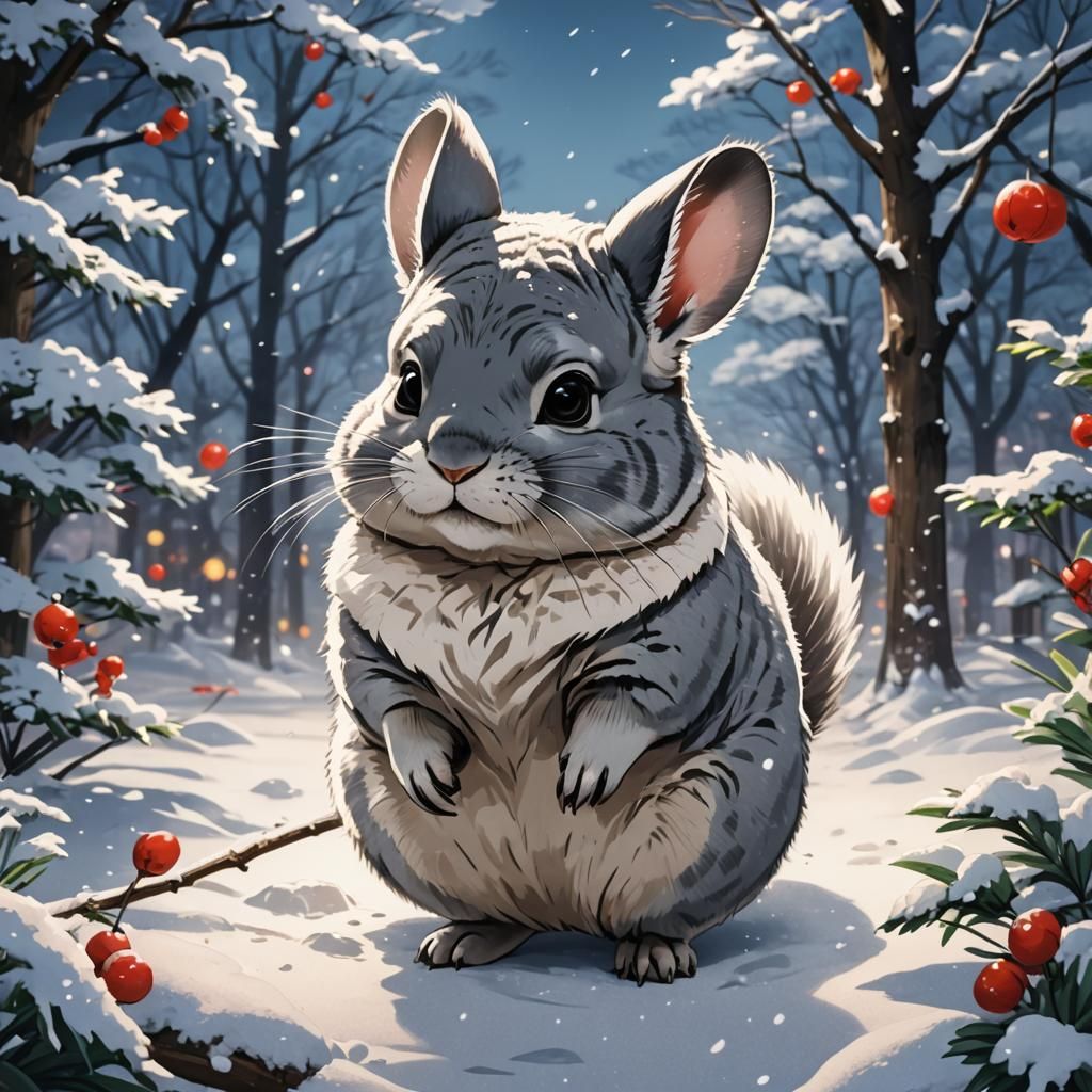 Winter Chinchilla in Anime Style