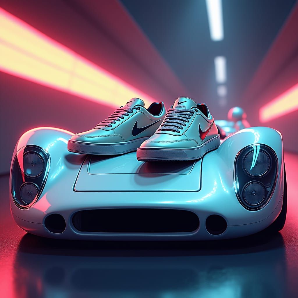 Nike Air Mags on Porsche 917 in Futuristic Style