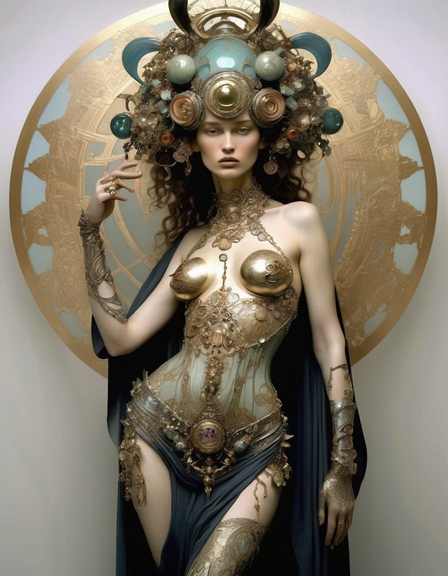 Art Nouveau Female Figure in Ethereal Style