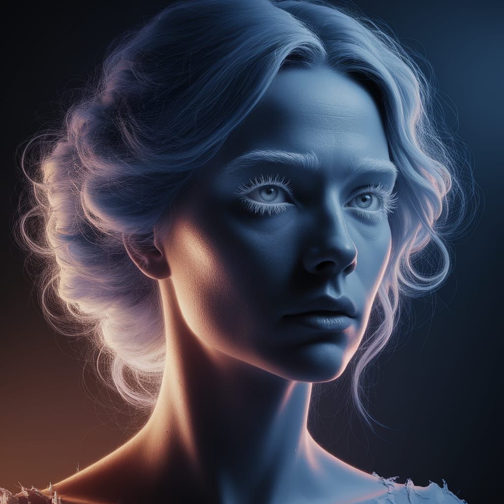 Monochrome Portrait in Neo-Impressionist Style