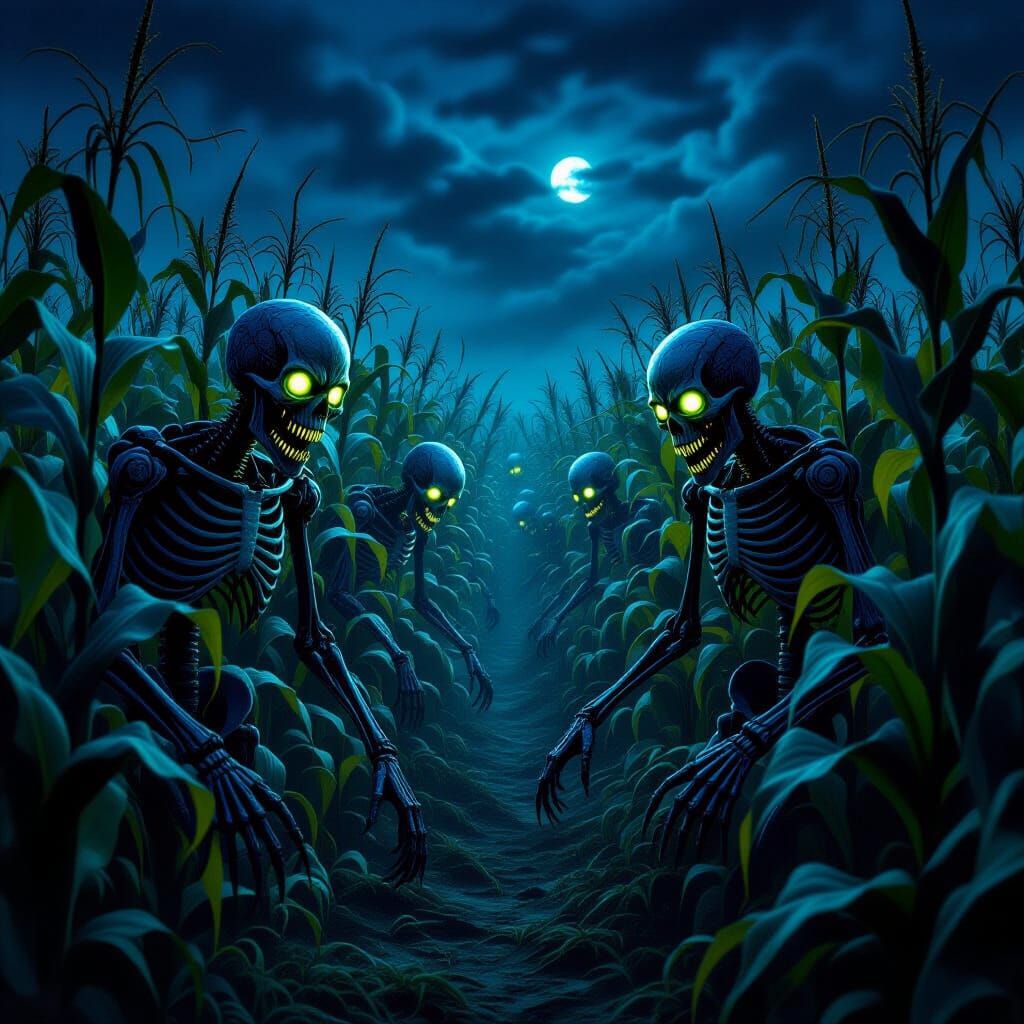 Haunted Corn Maze With Biomechanical Monsters