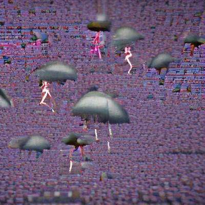 Surreal Raining Figures in High Resolution