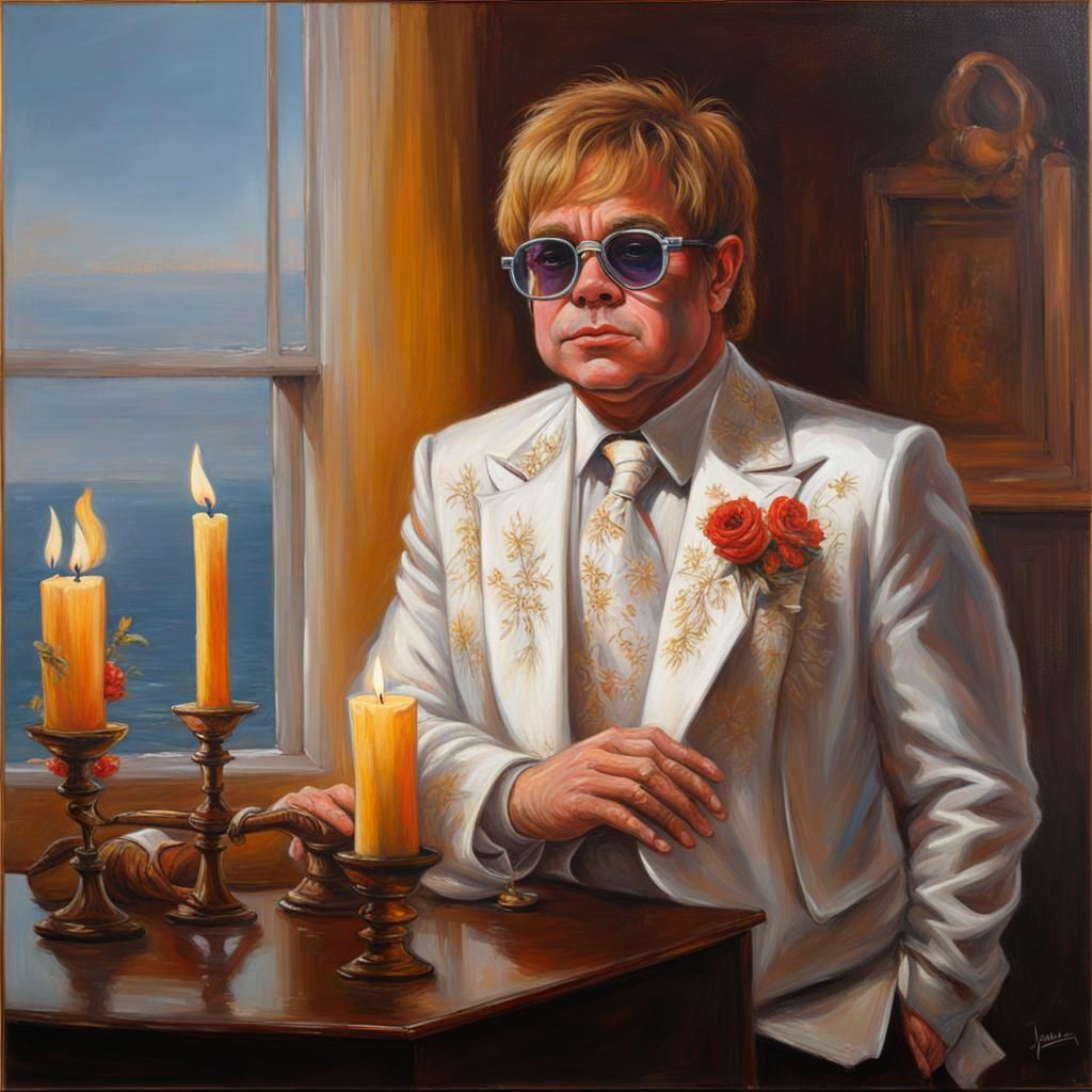 Elton John Portrait as Oil Painting