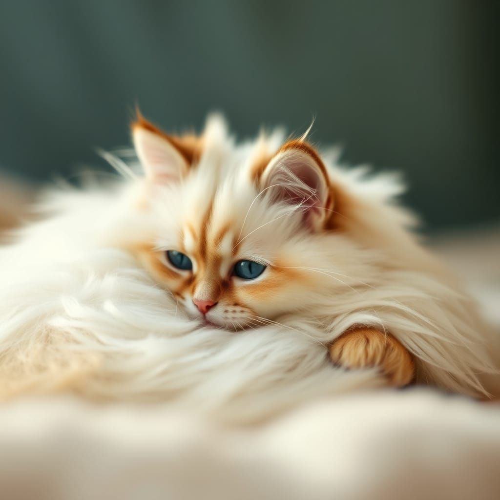 Teacup Persian Ragdoll Mix Cat in Digital Art Style
