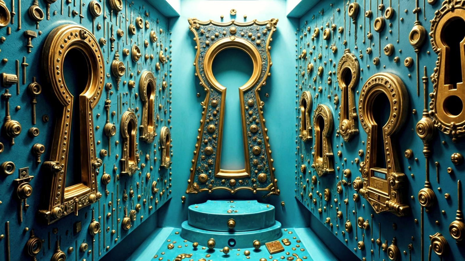 Dozens of Freestanding Keyholes in a Hospital Room