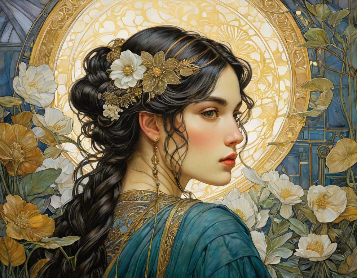 Surreal Portrait in Art Nouveau Style