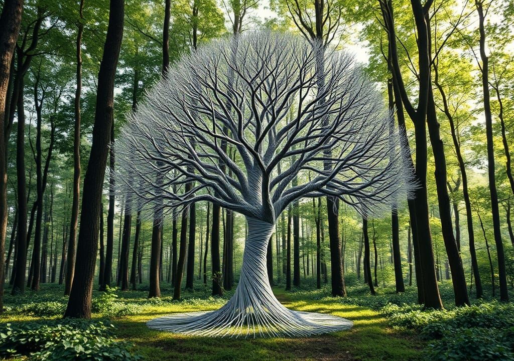 String Tree in Forest: Abstract Vector Fractal Art