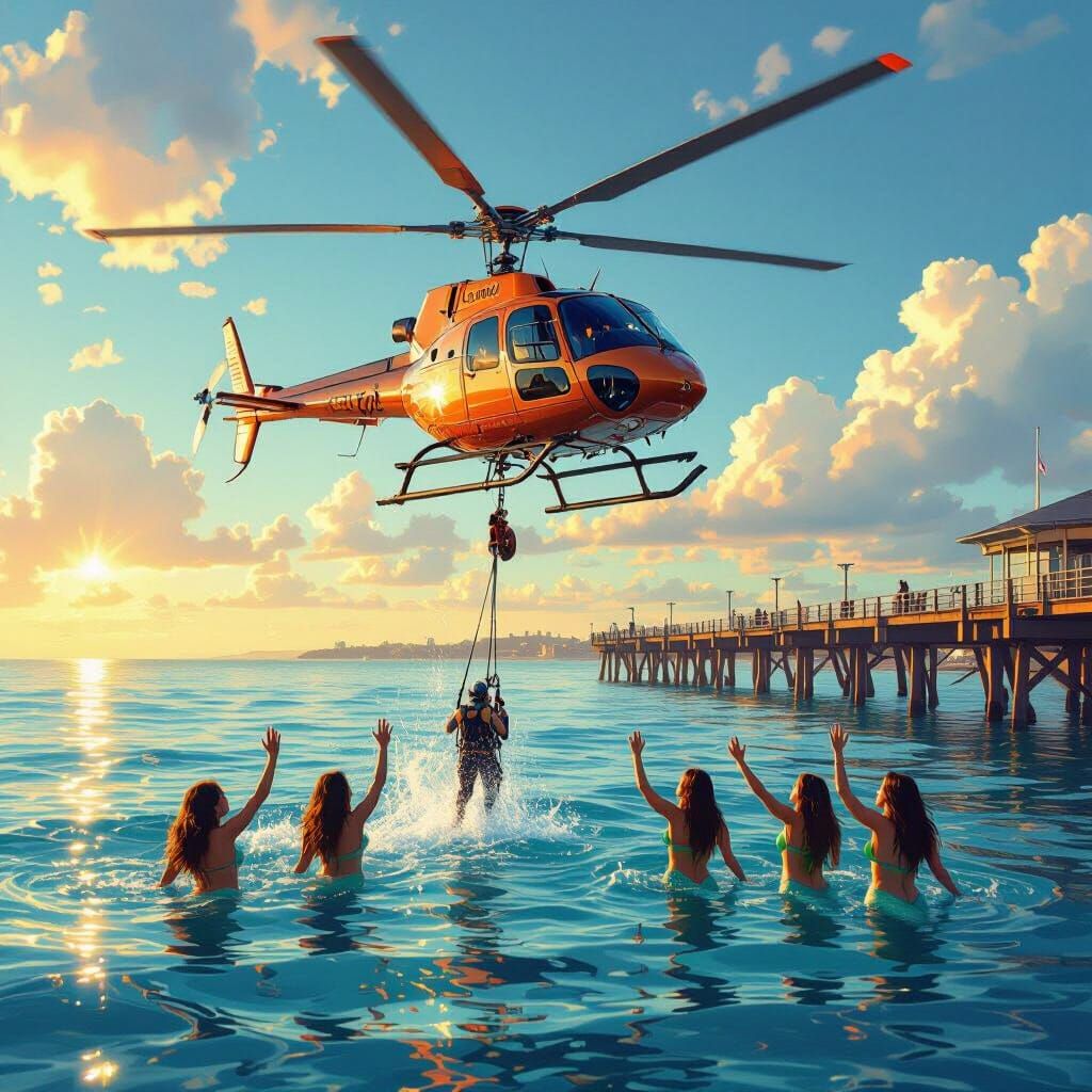 Leonardo Helicopter Meets Mermaids at Mornington Pier